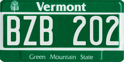 VT license plate BZB202