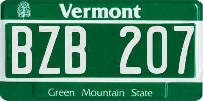VT license plate BZB207