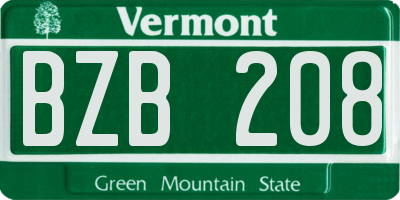 VT license plate BZB208