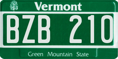 VT license plate BZB210