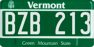 VT license plate BZB213