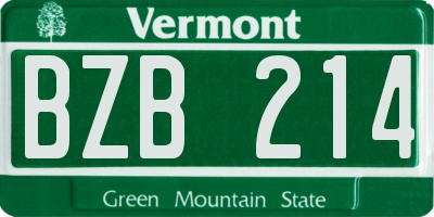 VT license plate BZB214