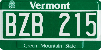 VT license plate BZB215