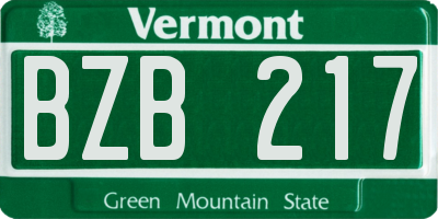 VT license plate BZB217