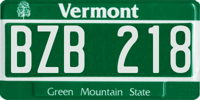 VT license plate BZB218