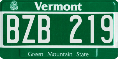 VT license plate BZB219