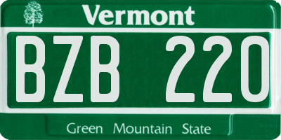 VT license plate BZB220