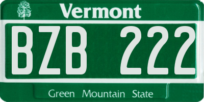 VT license plate BZB222