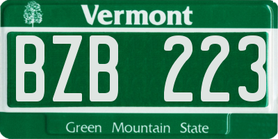 VT license plate BZB223