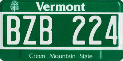 VT license plate BZB224