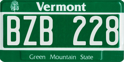 VT license plate BZB228