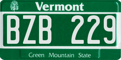 VT license plate BZB229