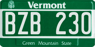 VT license plate BZB230