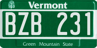 VT license plate BZB231