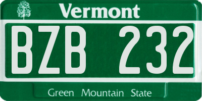 VT license plate BZB232