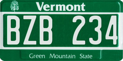 VT license plate BZB234
