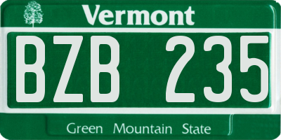 VT license plate BZB235