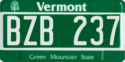 VT license plate BZB237