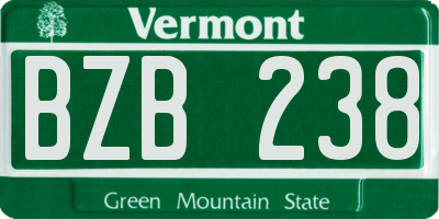 VT license plate BZB238