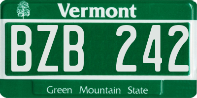 VT license plate BZB242