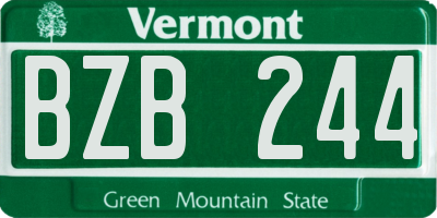 VT license plate BZB244
