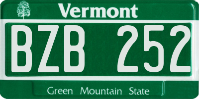 VT license plate BZB252