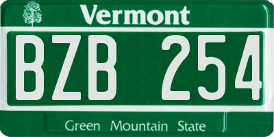 VT license plate BZB254