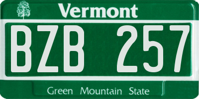 VT license plate BZB257