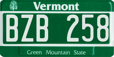 VT license plate BZB258