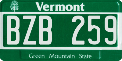 VT license plate BZB259