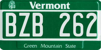 VT license plate BZB262