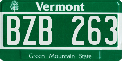 VT license plate BZB263