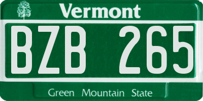 VT license plate BZB265