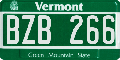 VT license plate BZB266
