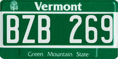 VT license plate BZB269