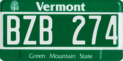 VT license plate BZB274