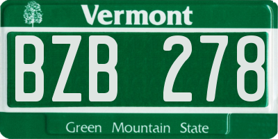 VT license plate BZB278