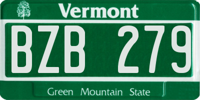 VT license plate BZB279