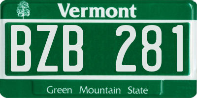 VT license plate BZB281