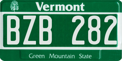 VT license plate BZB282