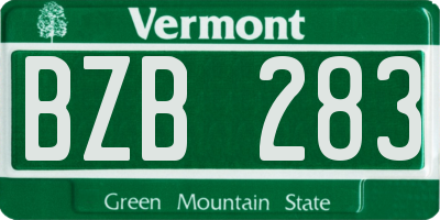 VT license plate BZB283
