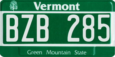 VT license plate BZB285