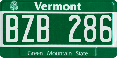 VT license plate BZB286
