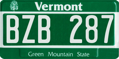 VT license plate BZB287
