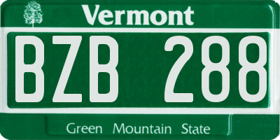 VT license plate BZB288