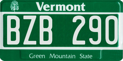 VT license plate BZB290