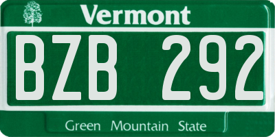 VT license plate BZB292
