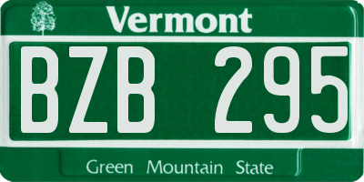 VT license plate BZB295