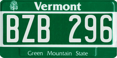 VT license plate BZB296
