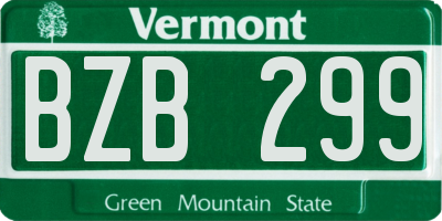 VT license plate BZB299
